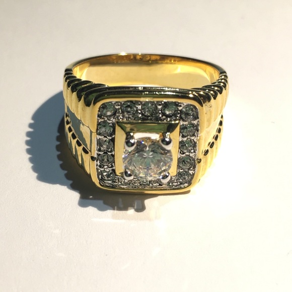 Bianco Men's Gold Zirconia Ring - Picture 5 of 8